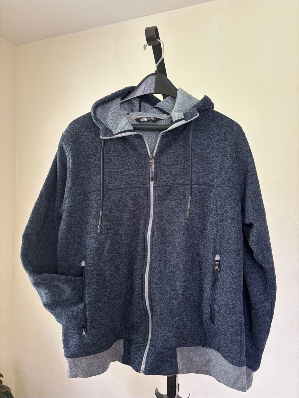 Men's North Face Navy Fleece Hooded Zip Sweater